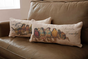 Oatmeal Birds On Limbs Decorative Pillow