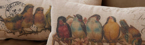 Oatmeal Birds On Limbs Decorative Pillow