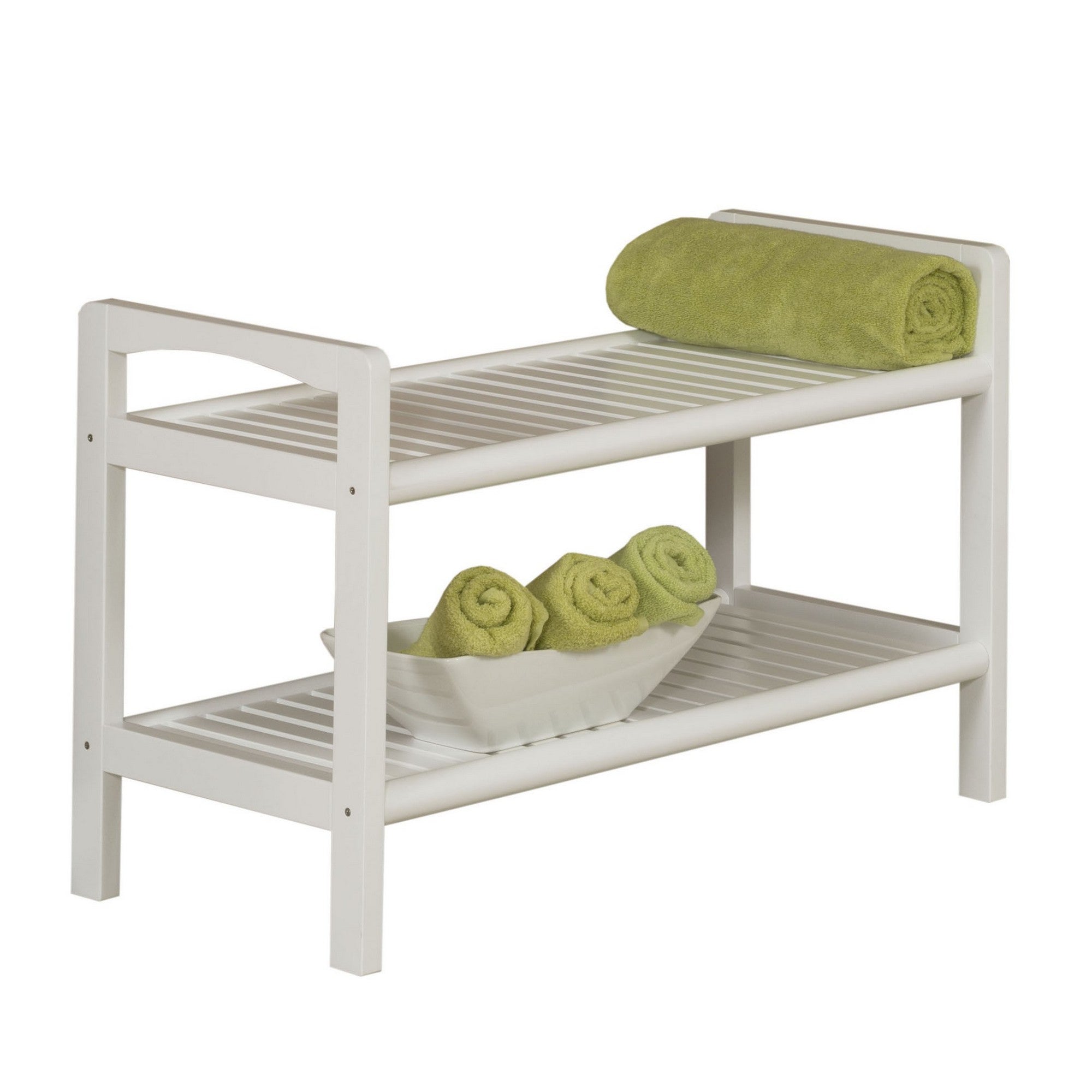 Rectangular Large Solid Wood Dining Bench in White