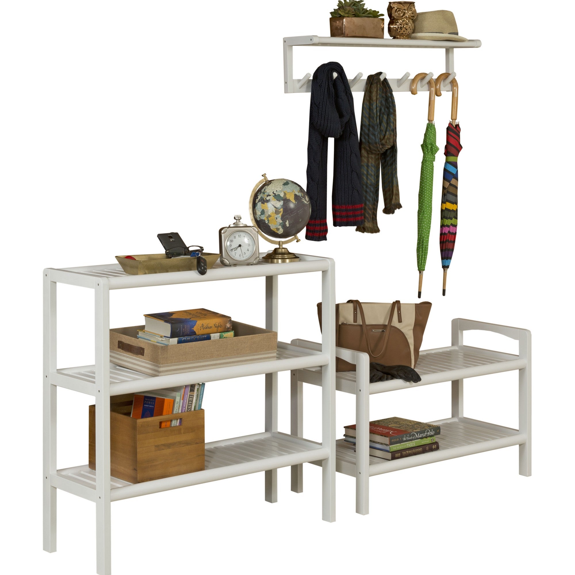 Rectangular Large Solid Wood Dining Bench in White