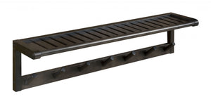 Wooden Large Peg Coat or Towel Rack with Shelf in Espresso