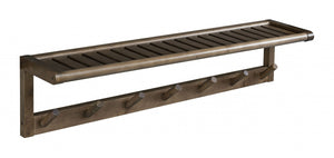 Wooden Large Peg Coat or Towel Rack with Shelf in Antique Chestnut