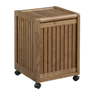 Rolling Solid Wood Laundry Hamper with Lid in Antique Chestnut
