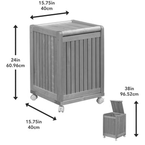 Rolling Solid Wood Laundry Hamper with Lid in Antique Chestnut