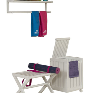 Rolling Solid Wood Laundry Hamper with Lid in White