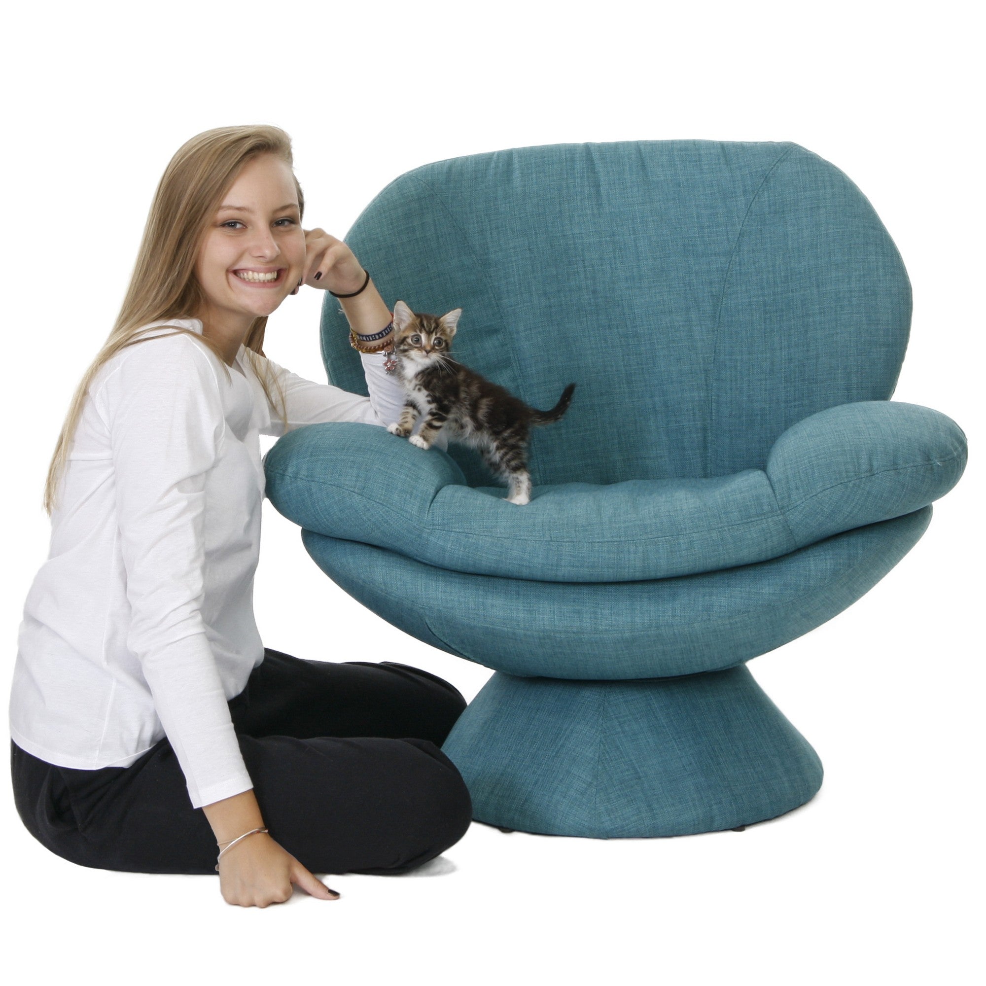 Ultimate Cocoon Aqua Blue Swivel Arm Chair