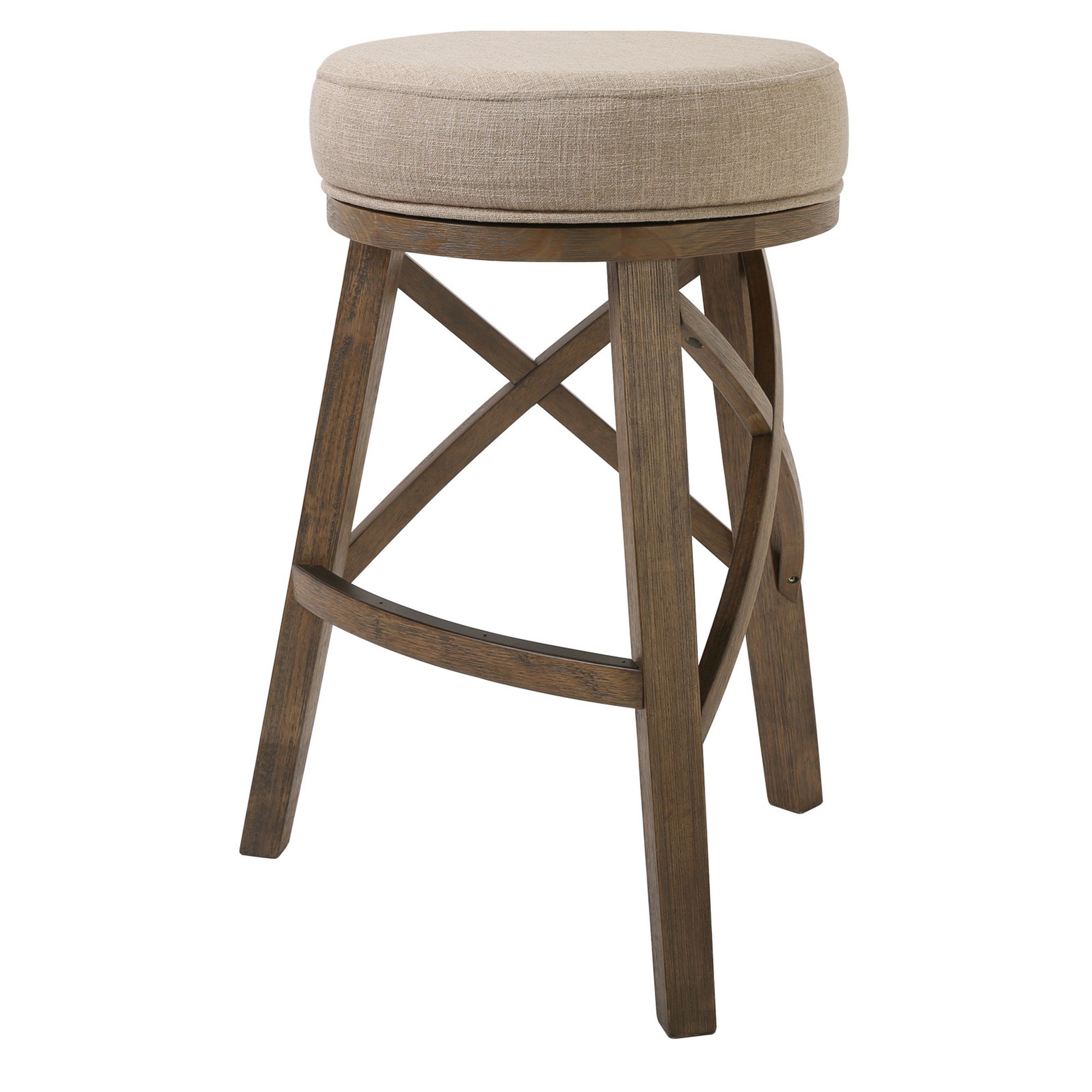 Bar Height Round Swivel Stool with Cream Fabric