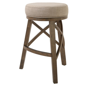 Bar Height Round Swivel Stool with Cream Fabric