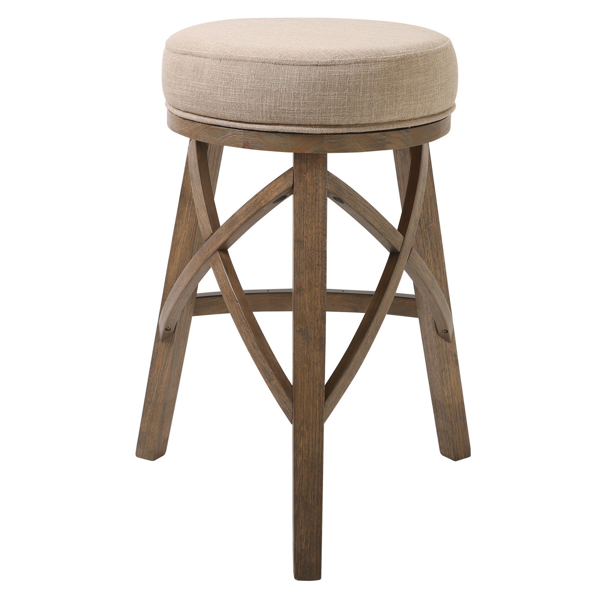 Bar Height Round Swivel Stool with Cream Fabric