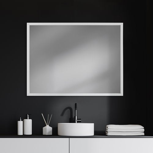 Rectangle White Accent Mirror with Crisp White Finish Frame