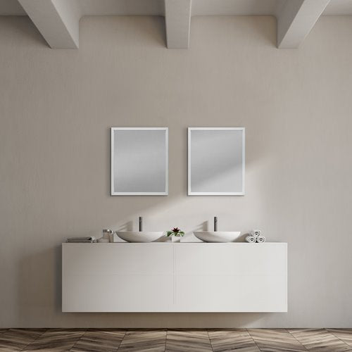 Rectangle White Accent Mirror with Crisp White Finish Frame