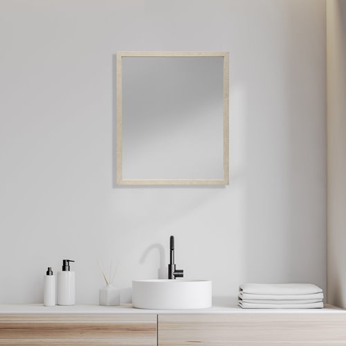 Rectangle Natural Accent Mirror with Matte Finish Frame