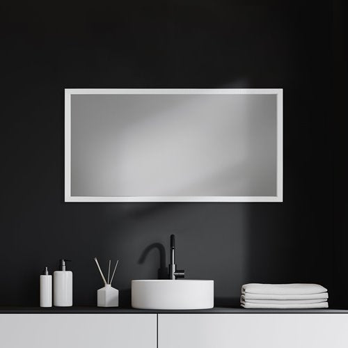 Rectangle White Accent Mirror with Crisp White Finish Frame