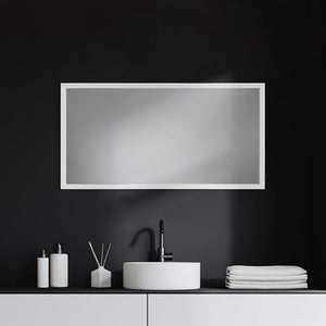 Rectangle White Accent Mirror with Crisp White Finish Frame