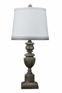 Distressed Brown Traditional Table Lamp with White Fabric Shade