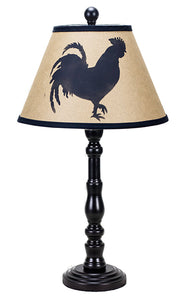 Black Traditional Table Lamp with Rooster Printed Shade