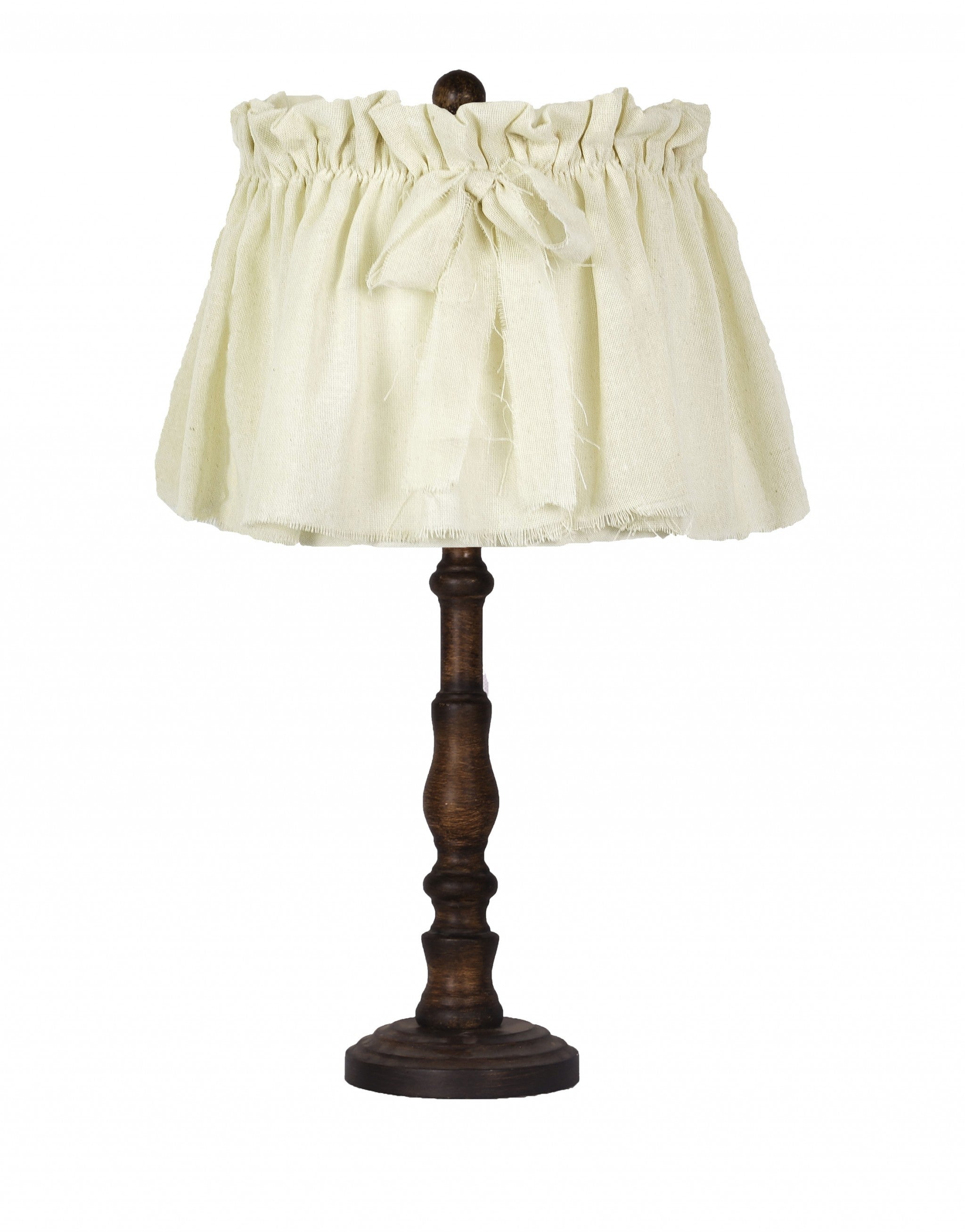 Distressed Brown Traditional Table Lamp with Shabby Linen Shade