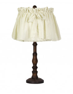 Distressed Brown Traditional Table Lamp with Shabby Linen Shade