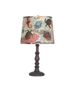 Brown Traditional Table Lamp with Sea Turtles Printed Shade