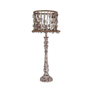 Distressed Gray Wood Finish Table Lamp with Sea Shells Shade
