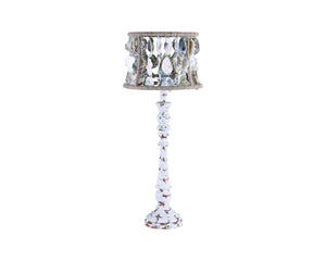 Distressed Ivory Wood Finish Table Lamp with Sea Shells Shade