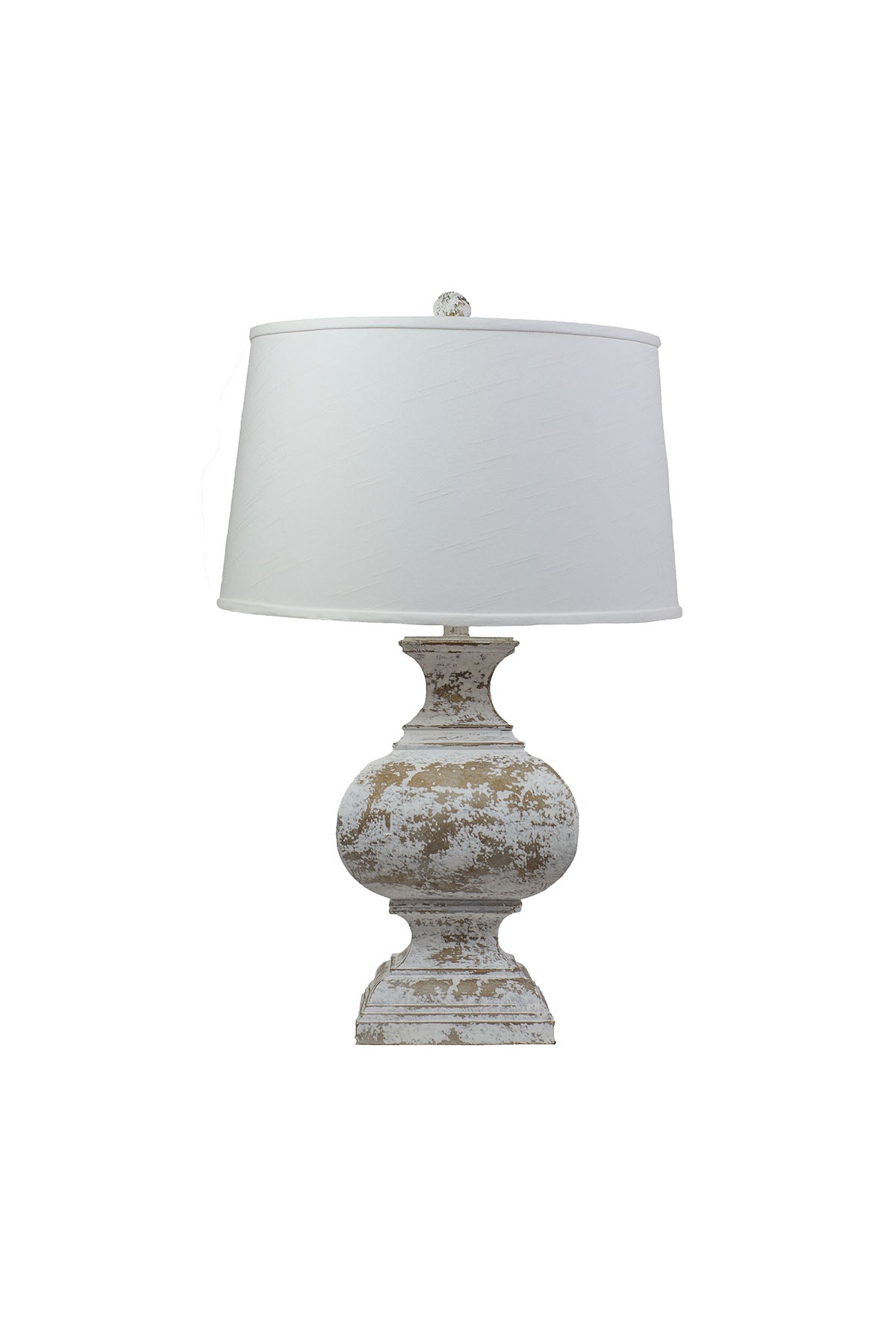 Distressed White Traditional Table Lamp with White Fabric Shade