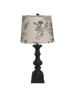 Black Table Lamp with Black Rose Printed Shade