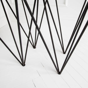 Modern Mango Wood Finish Console Table With V Shaped Black Metal base