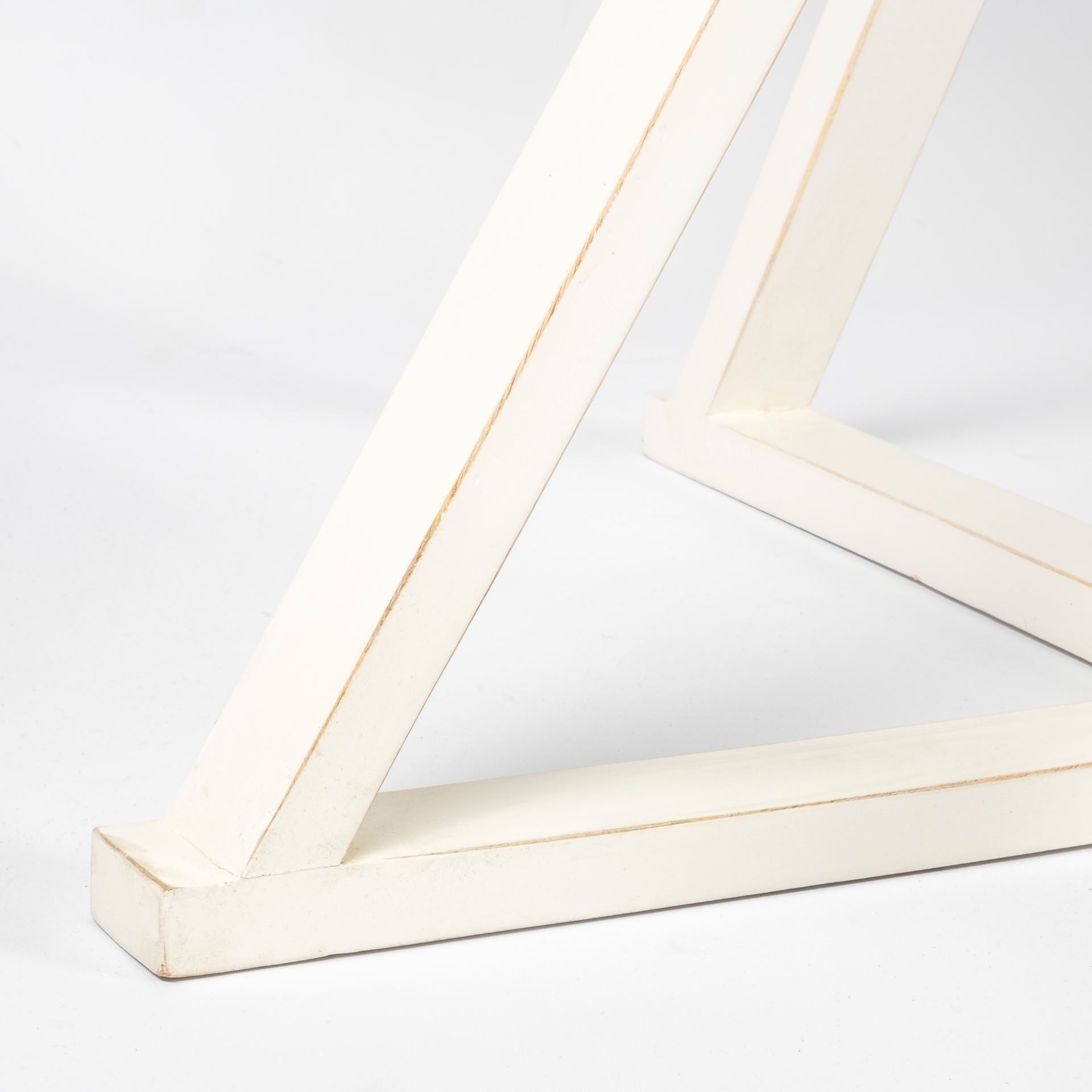 Half Moon Shaped Mango Wood Finish Console Table With White Geometrically Base