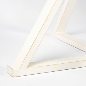 Half Moon Shaped Mango Wood Finish Console Table With White Geometrically Base