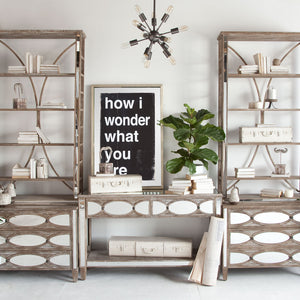 Brown Mirrored Glass Console Table With Two Drawers And Fixed Shelf