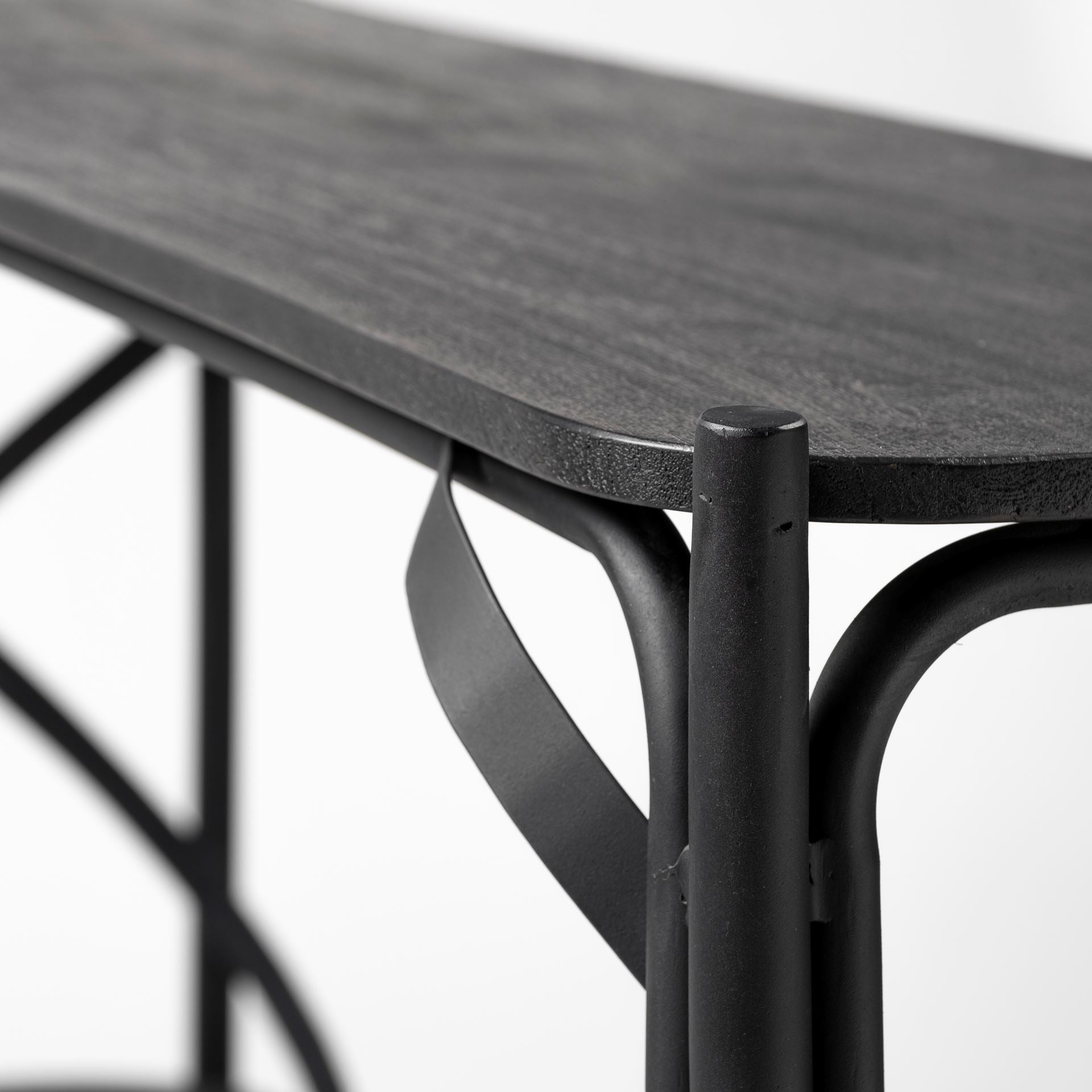 Rectangular Black Solid Mango Wood Finish Console Table