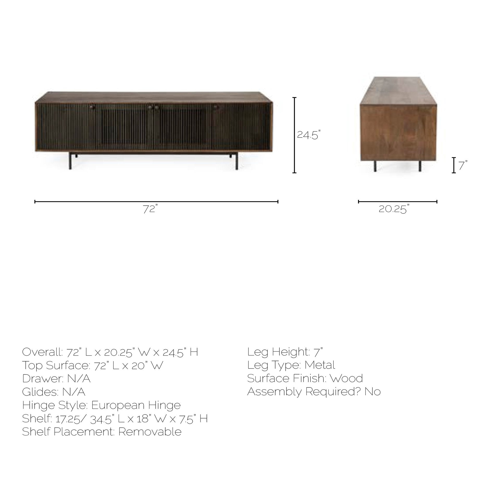 Medium Brown Mango Wood Finish TV Stand Media Console With 4 Doors