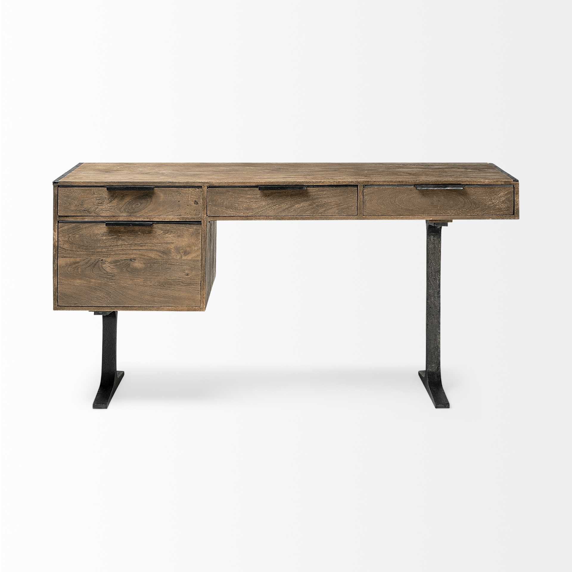 Medium Brown Walnut Finish TV Stand Media Console With 4 Drawers