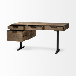 Medium Brown Walnut Finish TV Stand Media Console With 4 Drawers