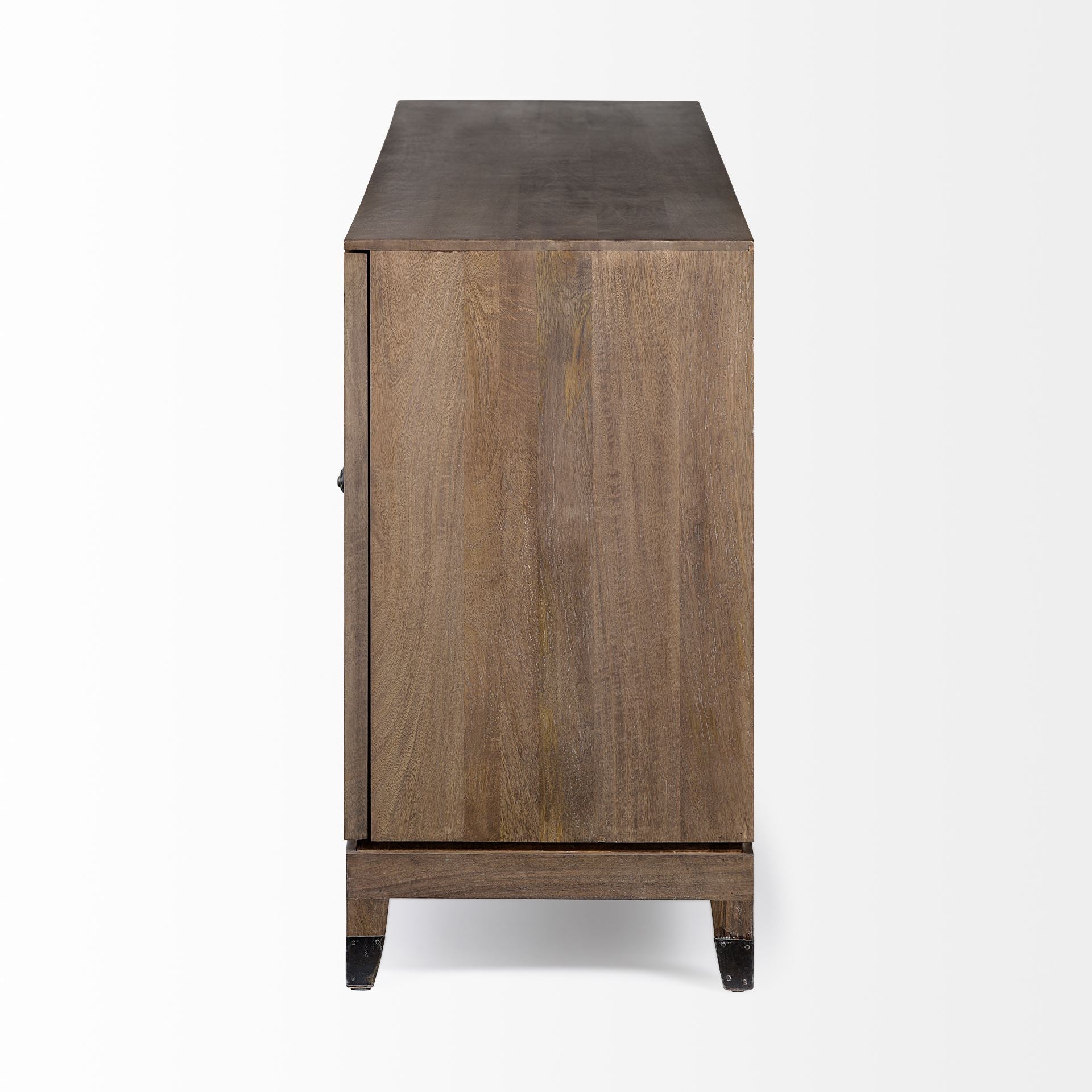Medium Brown Solid Mango Wood Finish SideBoard With 4 Cabinet Doors