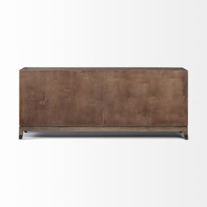 Medium Brown Solid Mango Wood Finish SideBoard With 4 Cabinet Doors