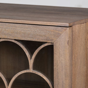 Medium Brown Solid Mango Wood Finish SideBoard With 4 Cabinet Doors