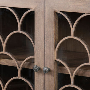 Medium Brown Solid Mango Wood Finish SideBoard With 4 Cabinet Doors