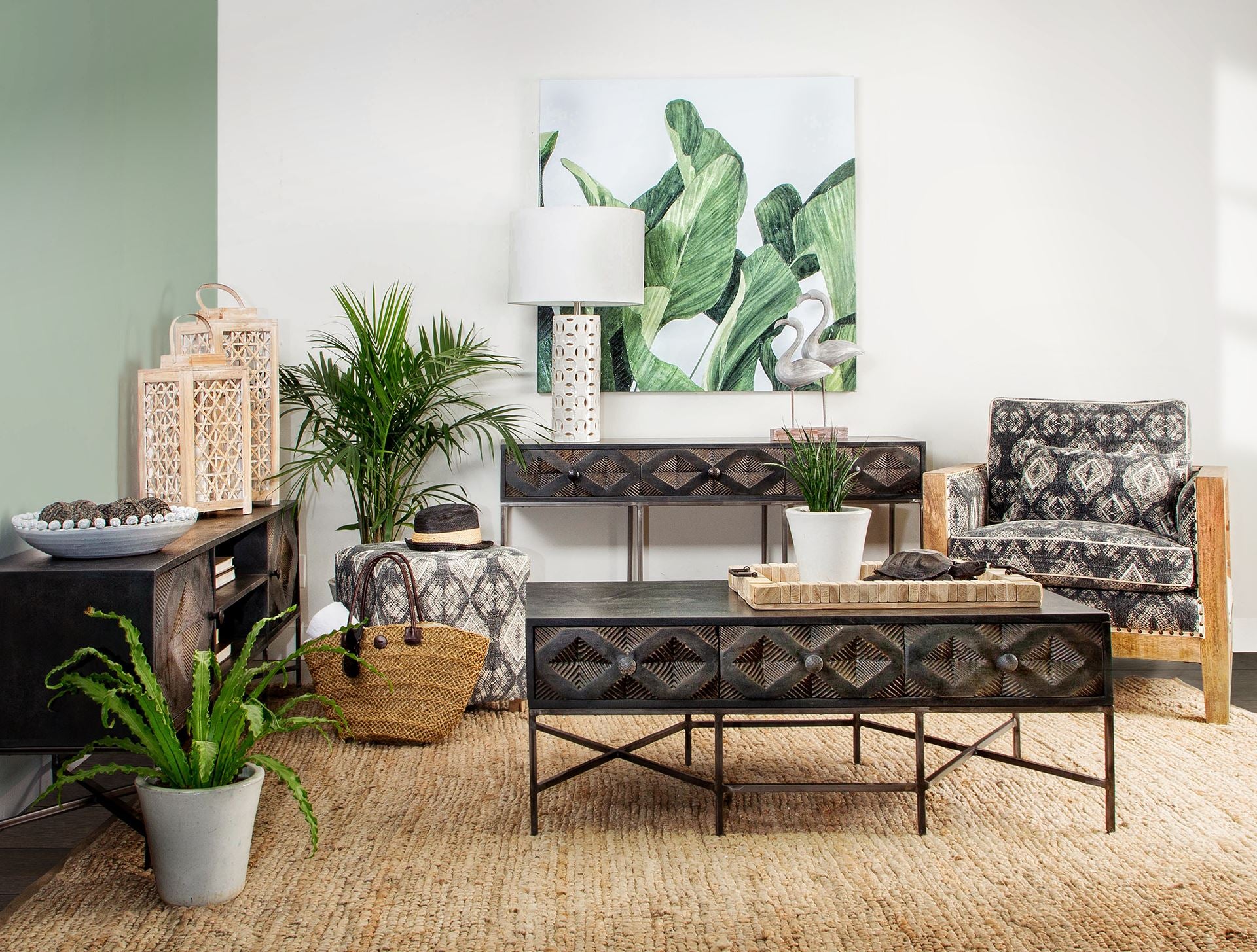 Dark Brown Mango Wood Finish Console Table With 3 Drawers
