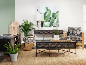 Dark Brown Mango Wood Finish Console Table With 3 Drawers