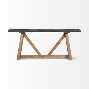 Rectangular Dark Brown Mango Wood Finish Console Table With Light Brown Solid Wood Legs