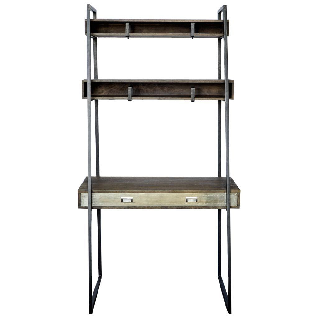 Medium Brown Hardwood TV Stand Media Console With Single Closed Door Storage And 2 Open Shelves