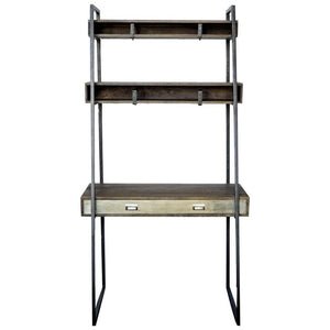 Medium Brown Hardwood TV Stand Media Console With Single Closed Door Storage And 2 Open Shelves