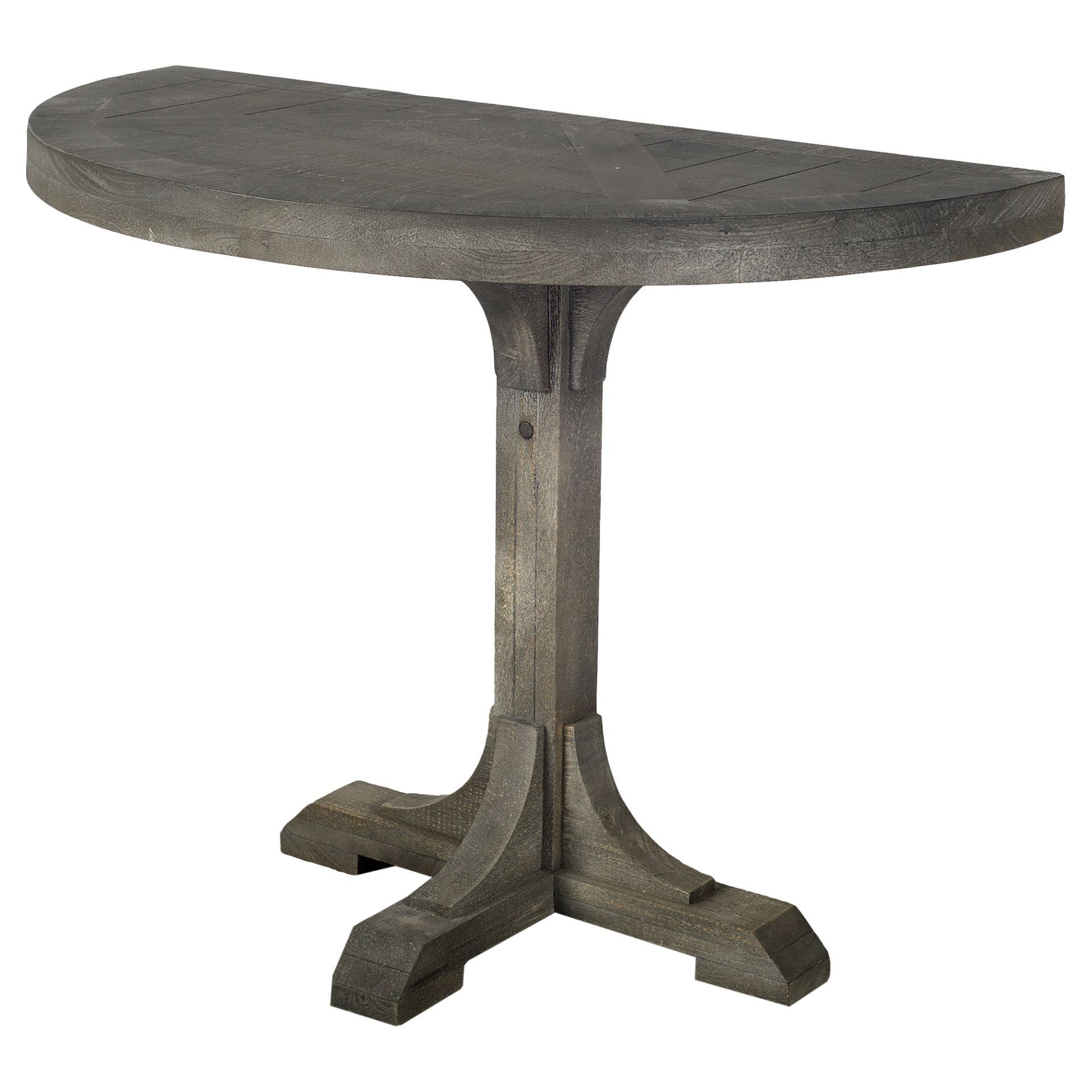 Half Moon Shaped Grey Solid Mango Wood Finish Console Table