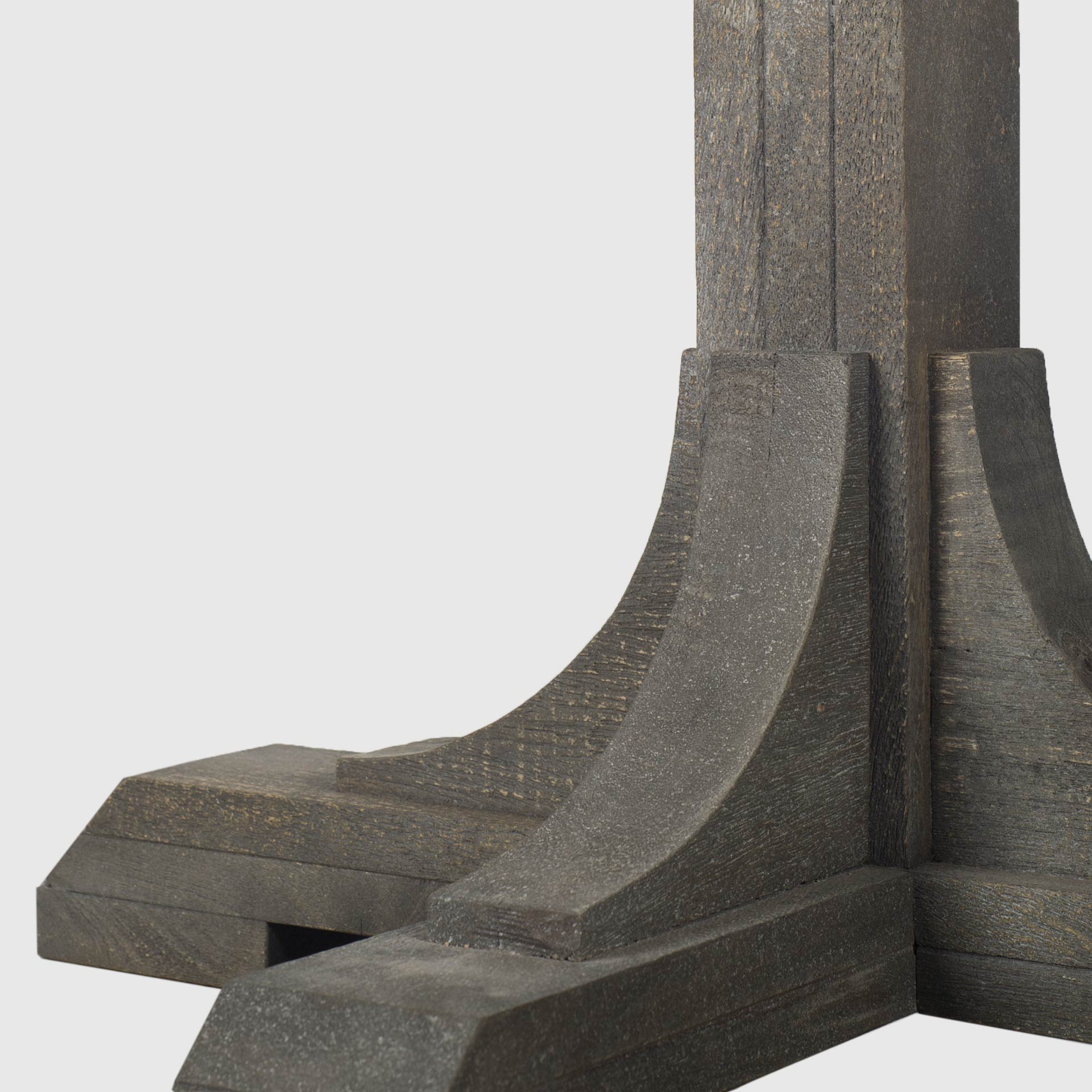 Half Moon Shaped Grey Solid Mango Wood Finish Console Table