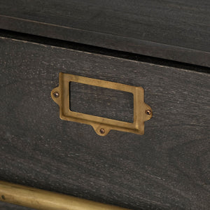 Medium Brown Mango Wood Finish TV Stand Media Console With Solid Iron Frame And 3 Storage