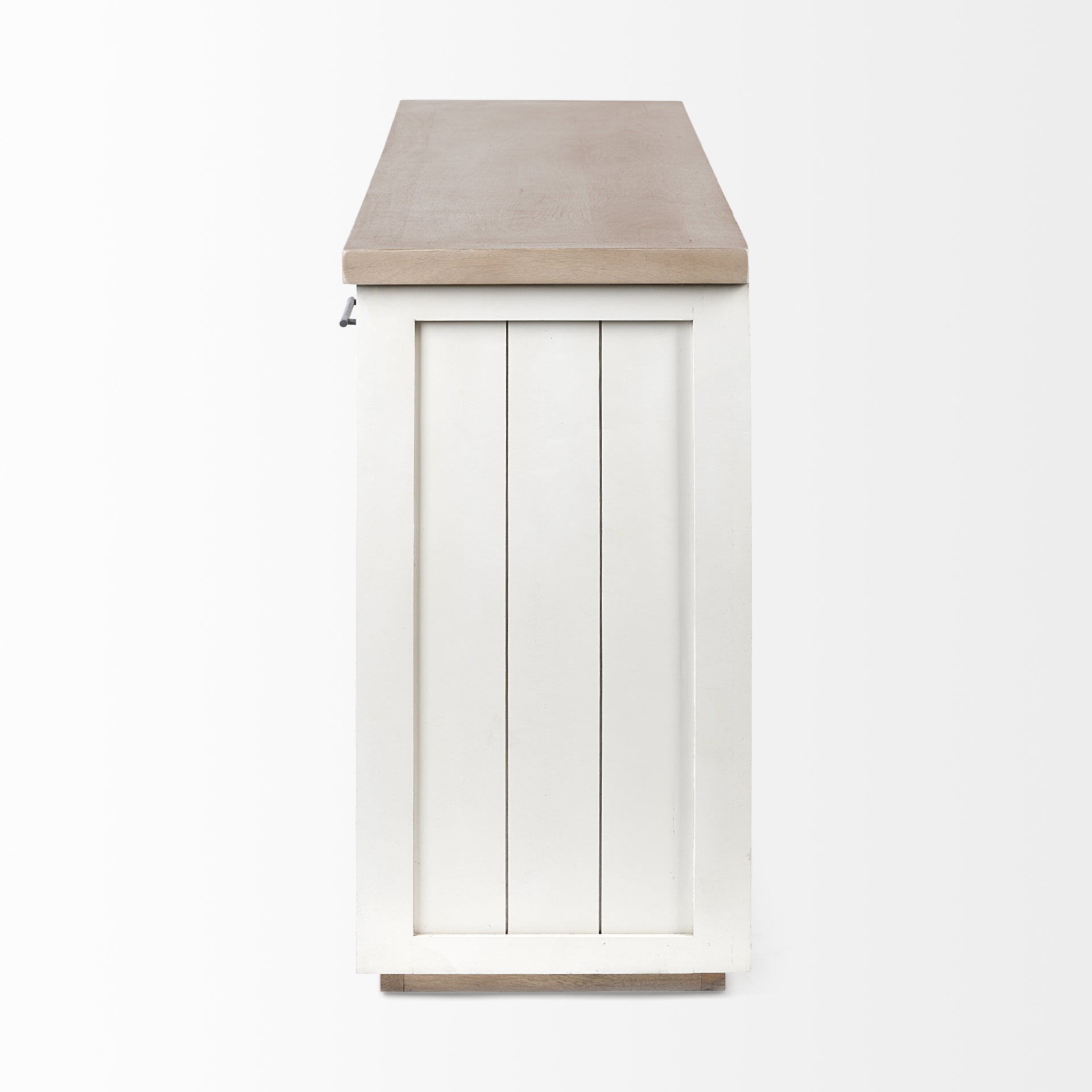 Brown Solid Mango Wood Top & White Frame Sideboard with 4 Cabinet Doors