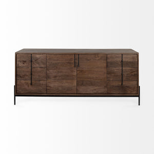 Brown Solid Wood Sideboard With 6 Drawers And 2 Cabinet Doors