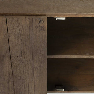 Brown Solid Mango Wood Finish Sideboard With 4 Cabinet Doors